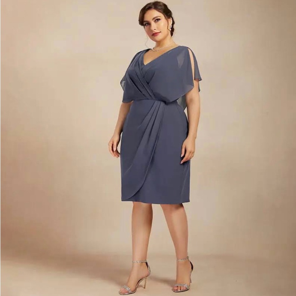JJs House Wedding Guest Party Dress Size L Greyish Blue